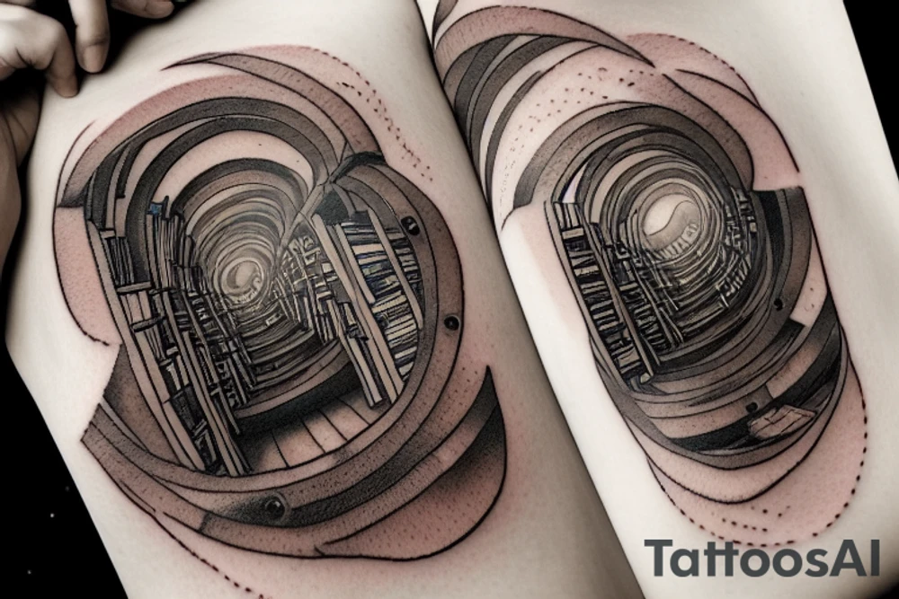 young woman staring up into the infinite celestial library, endless books, flying books, starry, sublime, cinematic lighting, concept art, epic composition, golden ratio, rule of thirds, dark souls, bloodborne tattoo idea