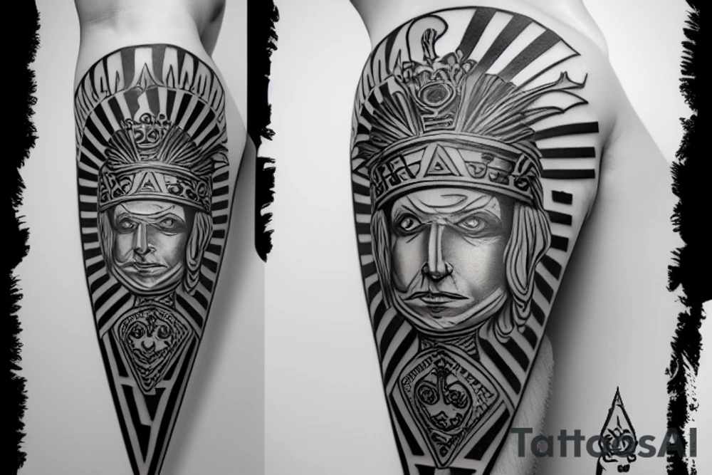 3d chess piece of a rook tattoo idea