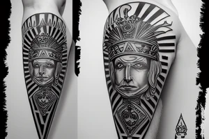 3d chess piece of a rook tattoo idea