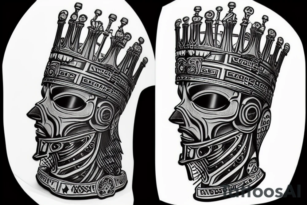 3d chess piece of a rook tattoo idea