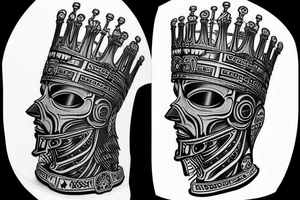 3d chess piece of a rook tattoo idea