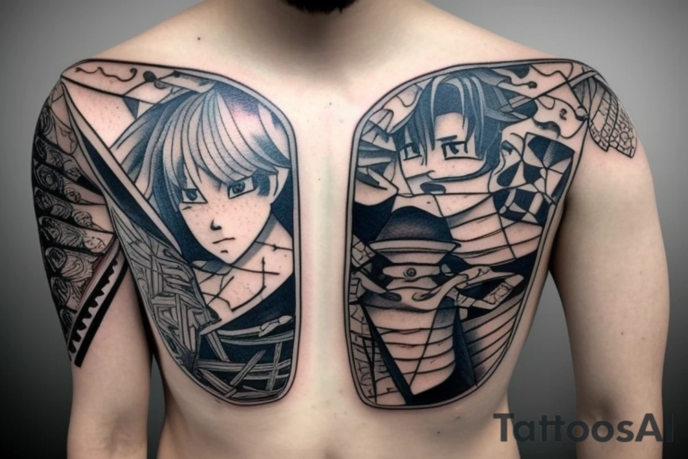 Half-submerged chess King pieces in an open-top transparent box tattoo idea