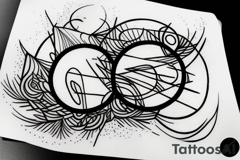 circle tatoo with forest and line under it tattoo idea