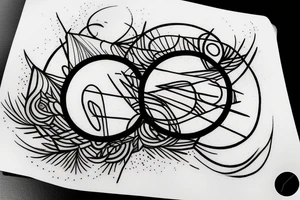 circle tatoo with forest and line under it tattoo idea