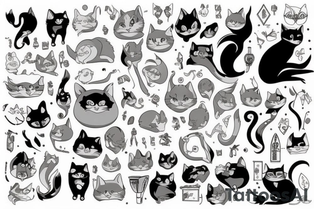 Gray cat tattoo idea