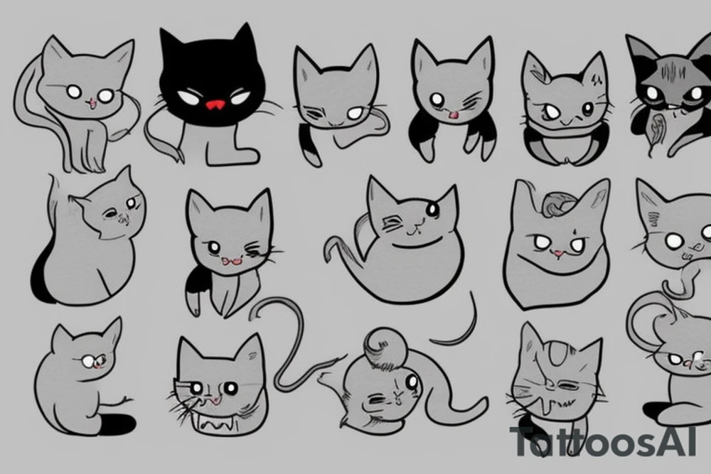 Gray cat tattoo idea