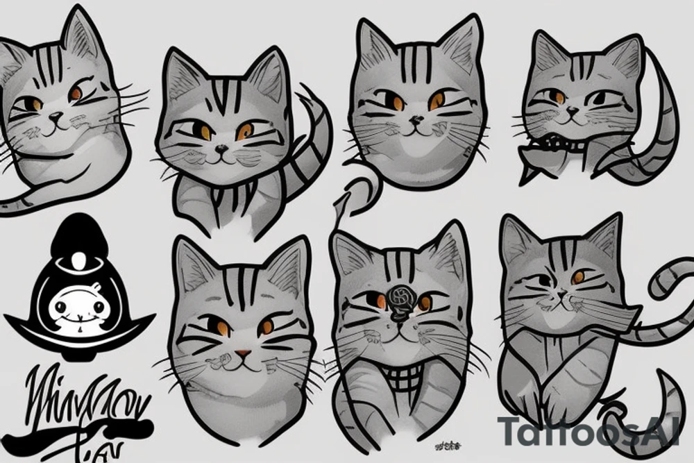 Gray tabby cat tattoo idea