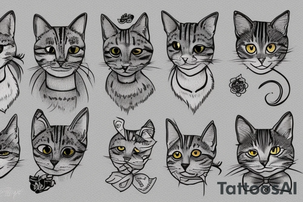 Gray tabby cat tattoo idea