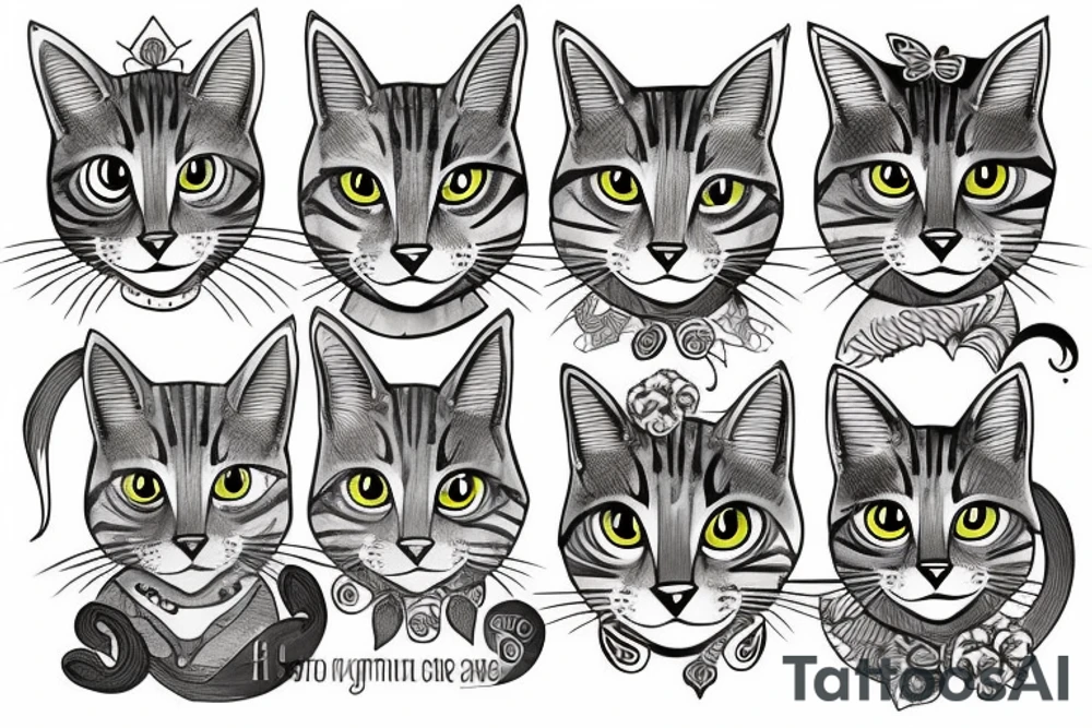 Gray tabby cat tattoo idea