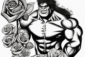 Hulk with a rose in hand tattoo idea