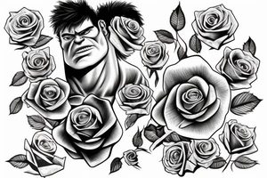 Hulk with a rose in hand tattoo idea