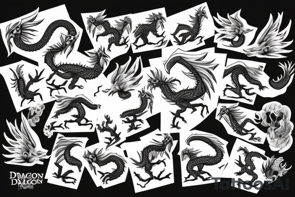 Dragon on top of a mountain tattoo idea