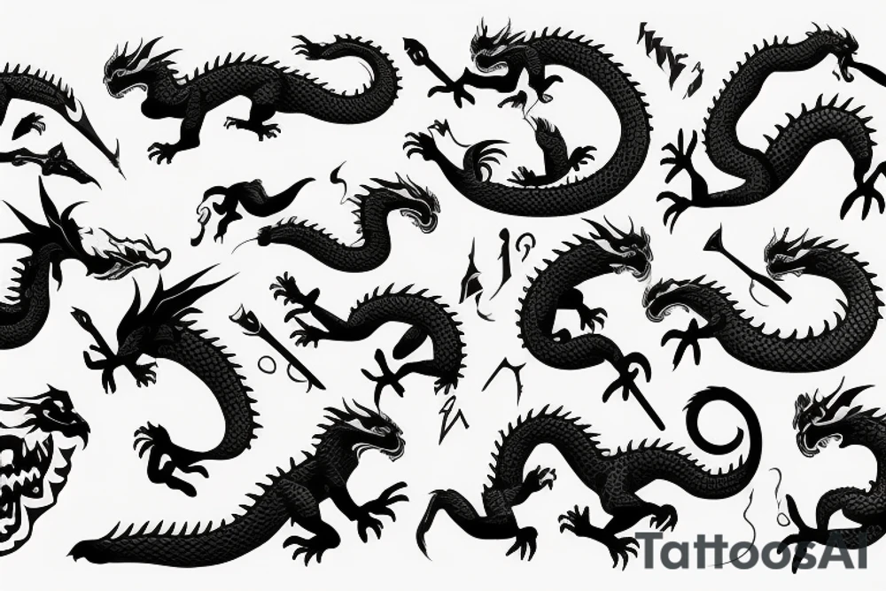 Dragon on top of a mountain tattoo idea