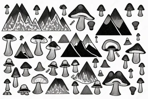 Electrical ground circuit that looks like a mountain with mushrooms tattoo idea