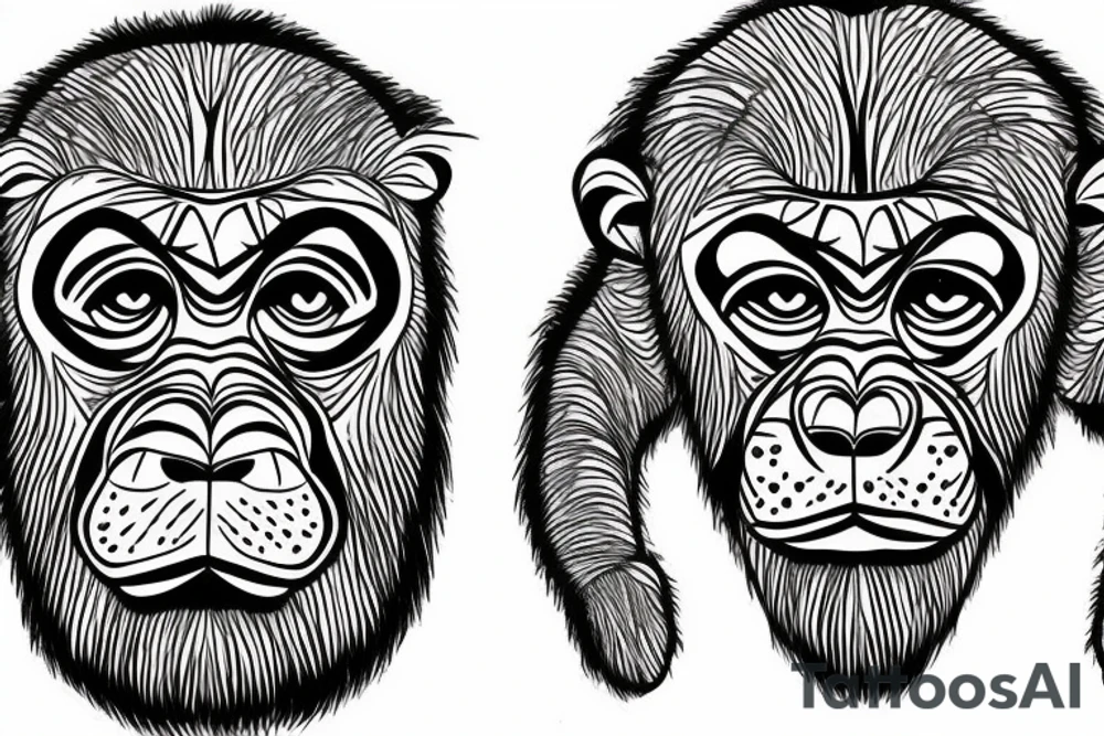 Trees in the shape of godly gorillas in a circle tattoo idea