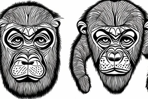 Trees in the shape of godly gorillas in a circle tattoo idea