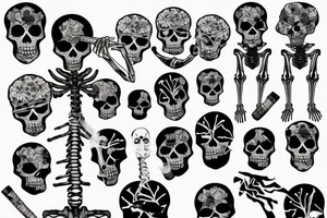 Skeleton smoking a cigarette tattoo idea