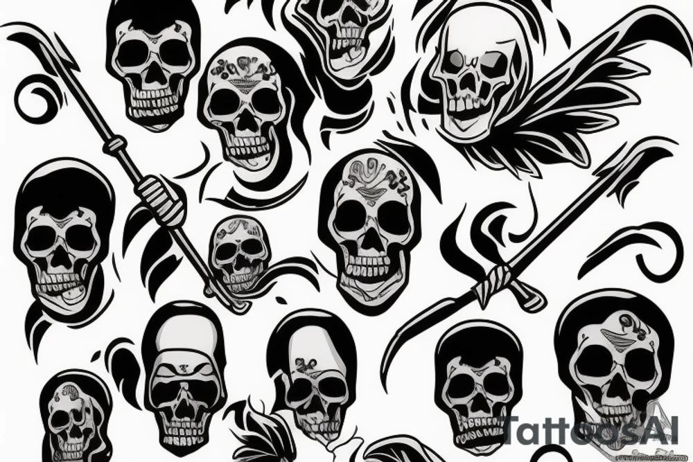 Grim reaper in Hawaiian shirt tattoo idea