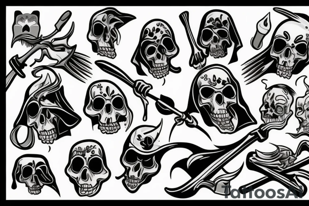 Grim reaper in Hawaiian shirt tattoo idea