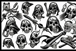 Grim reaper in Hawaiian shirt tattoo idea