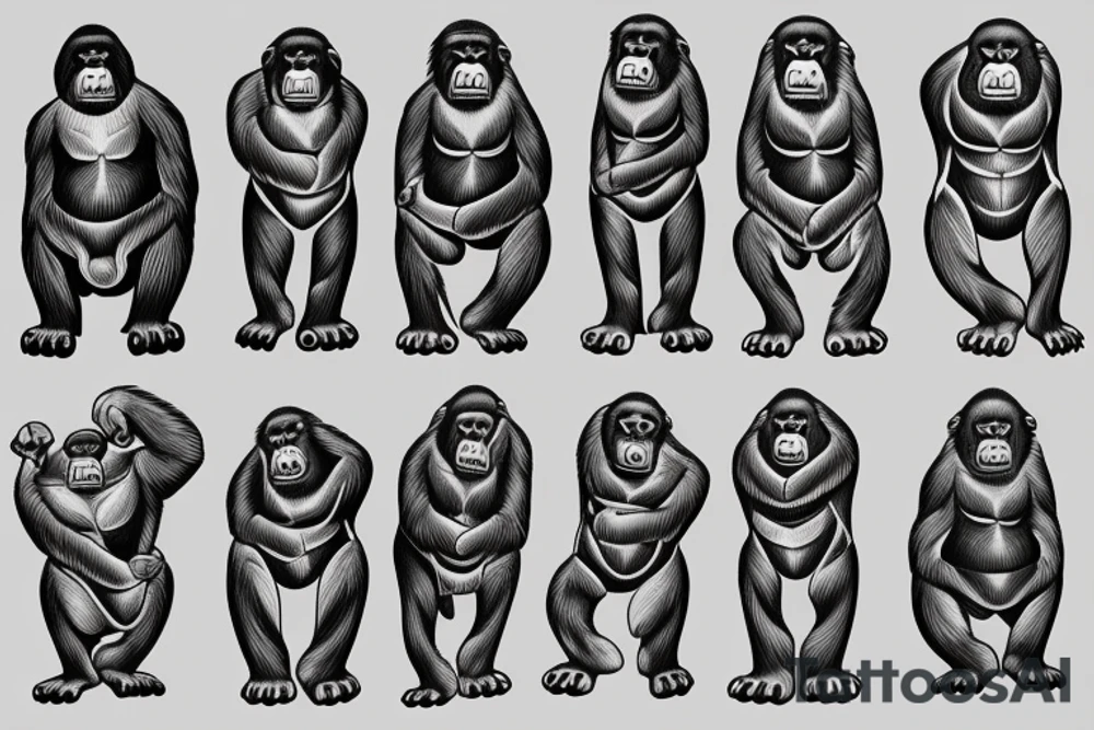 Gorillas in the shape of trees overwatchers tattoo idea