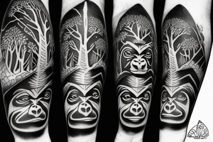 Gorillas in the shape of trees overwatchers tattoo idea