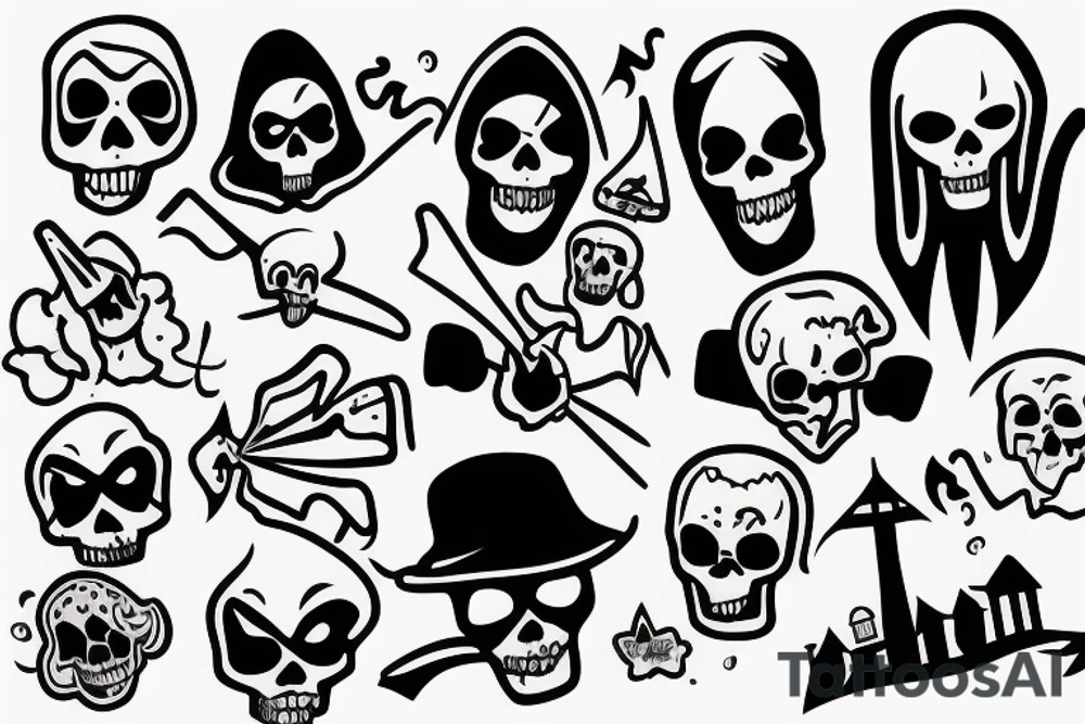 Grim reaper on vacation tattoo idea