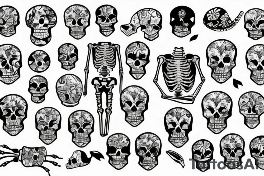 Hawaiian shirt skeleton tattoo idea