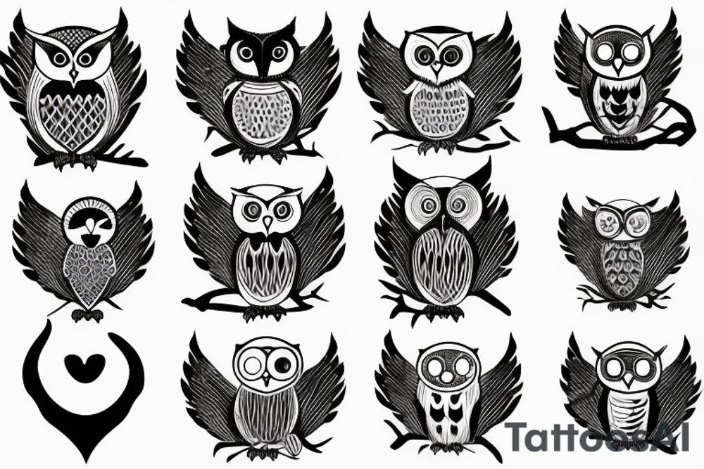 Owl and a person tattoo idea