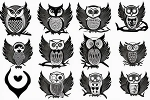 Owl and a person tattoo idea