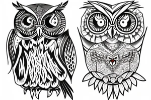 Owl and a person tattoo idea