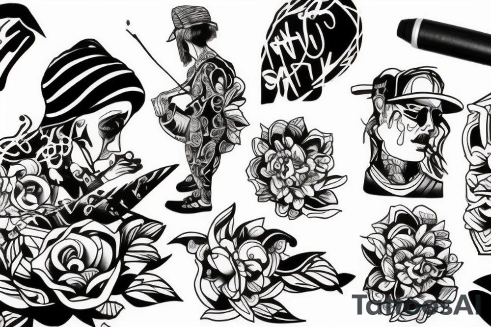 Graffiti artist at work on a wall tattoo idea