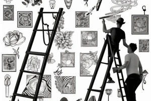 Painter on a ladder working on a wall tattoo idea