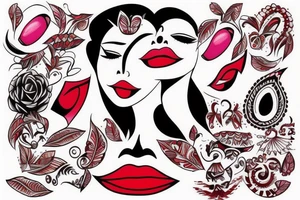 woman with red lipstick tattoo idea
