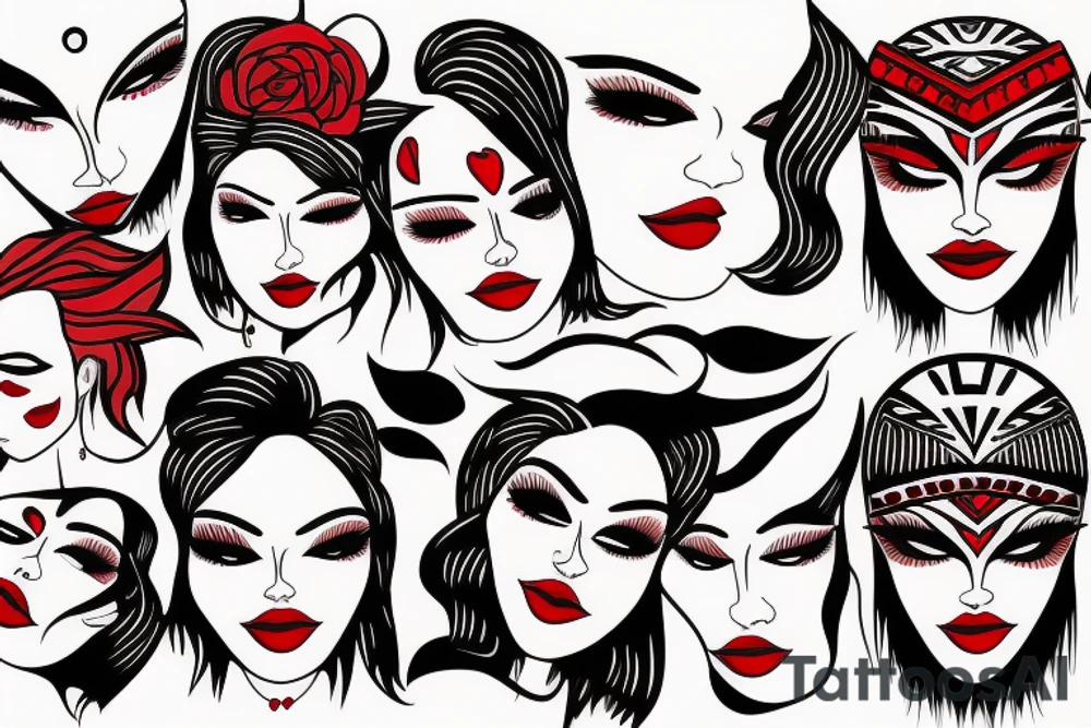 woman with red lipstick tattoo idea