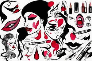 woman with red lipstick tattoo idea