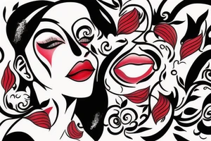 woman with red lipstick tattoo idea