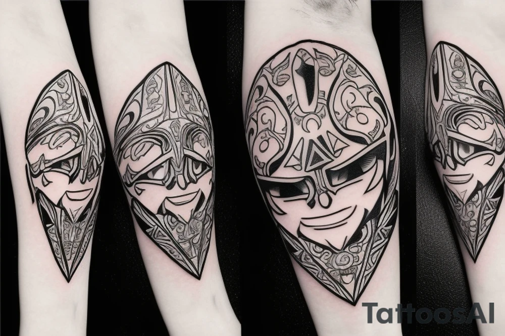 zelda majors mask with tatl and tael flying around it tattoo idea