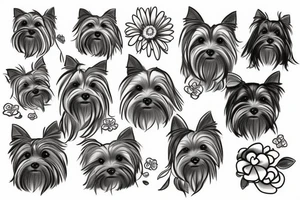 yorkie with flowers around it tattoo idea