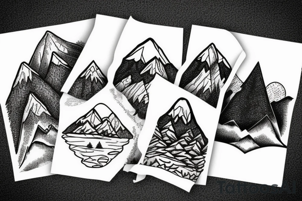 Mountains with trees tattoo idea