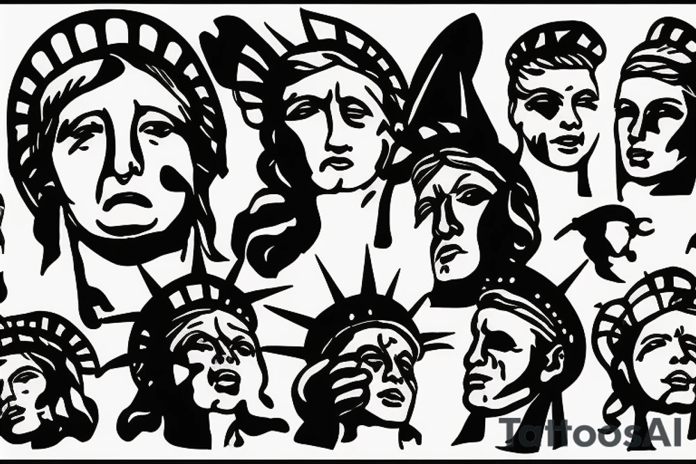 Lady Liberty face palm tattoo idea