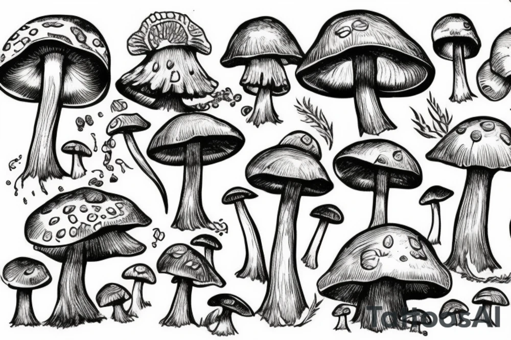 Mushroom fantasy tattoo idea