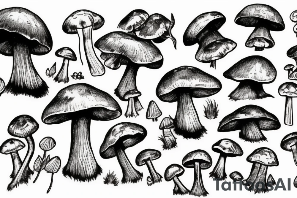 Mushroom fantasy tattoo idea
