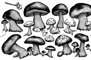 Mushroom fantasy tattoo idea