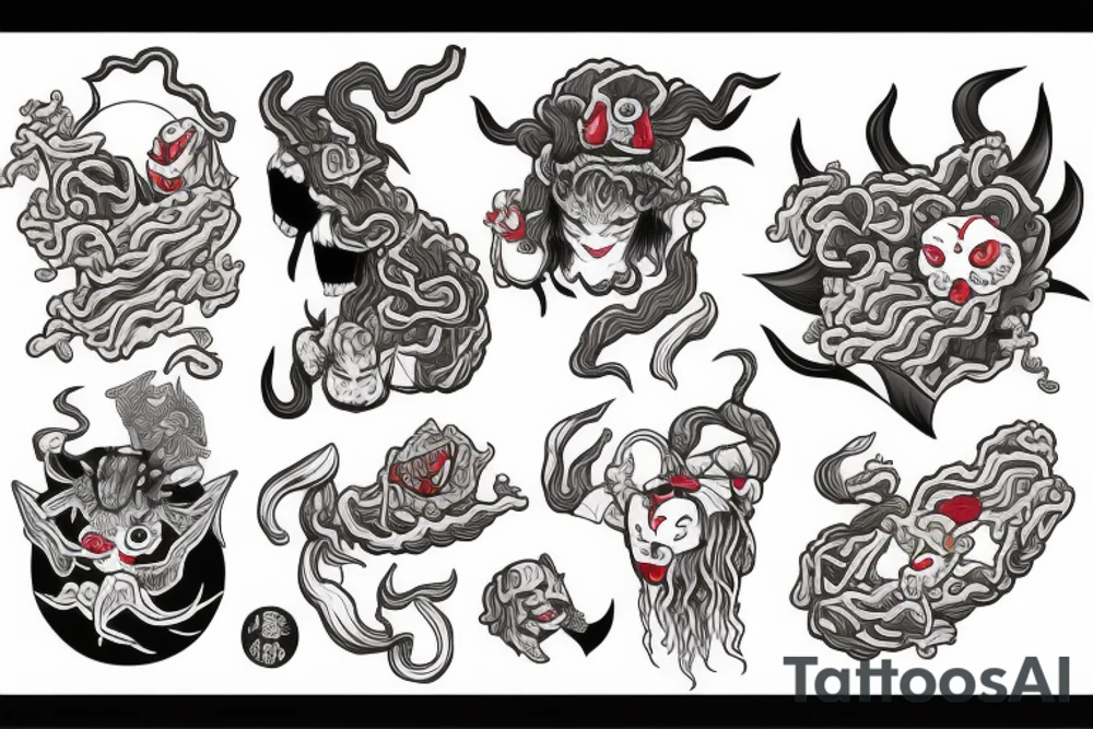 Oni with ramen tattoo idea