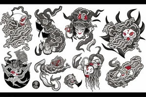Oni with ramen tattoo idea