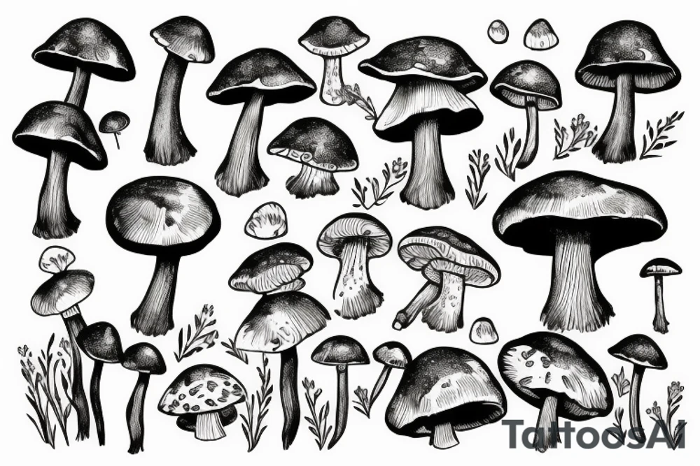 Mushroom fantasy tattoo idea
