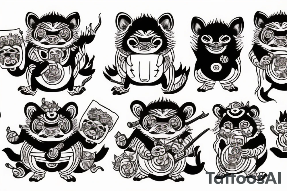 Oni ramen tanuki tattoo idea