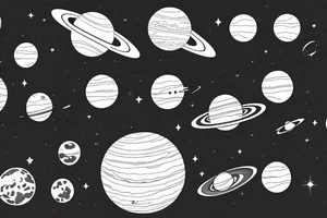 The Solar system in a minimalistic style. tattoo idea