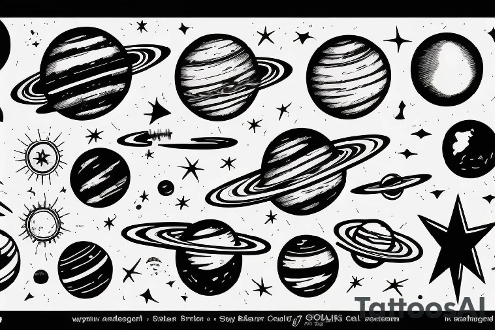 The Solar system in a minimalistic style. tattoo idea The Solar system in a minimalistic style. tattoo idea